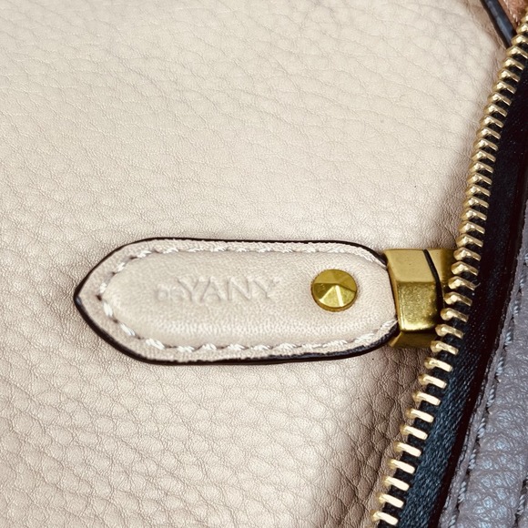 orYANY Lian Hobo Shoulder Bag Color Block Leather Gray Beige Tan Top Handles - Picture 15 of 16